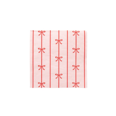 Cherry Red & Petal Pink Signature Bow Napkins Small Set of 20