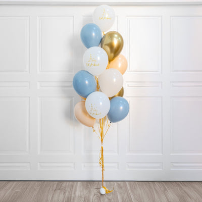 Eid Mubarak Balloon Bouquet Soft Blue, Blush & Gold