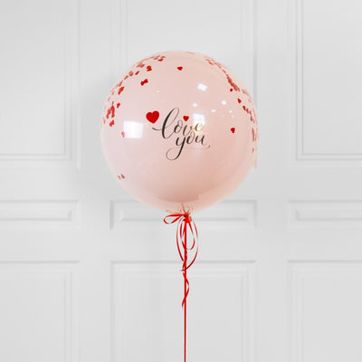 Pastel Pink & Hearts Love You Bubble Balloon in Box