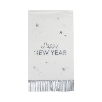 Happy New Year Fringed Dinner Napkins Set of 24