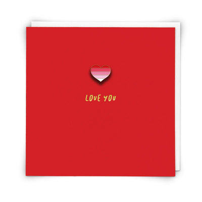 Love You Greeting Card with Heart Pin