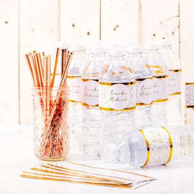Speckled Gold ‘Ramadan Mubarak’ Water Bottle Labels Set of 24