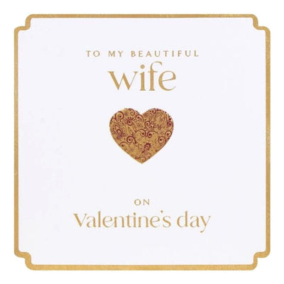 Beautiful Wife Gold & Red Heart Valentine's Card