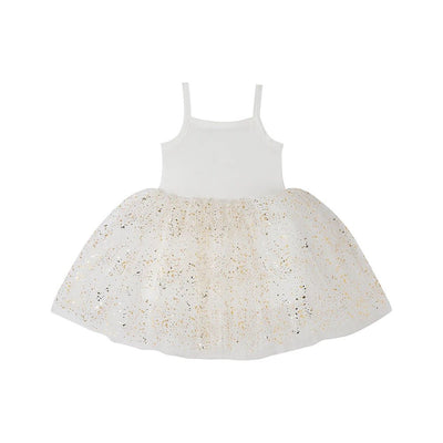 Bob & Blossom White & Gold Sparkle Dress
