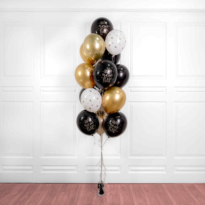Happy New Year Balloon Bouquet Gold & Black