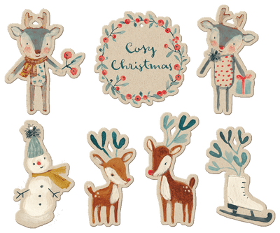 Cosy Christmas Gift Tags Off White Set of 14