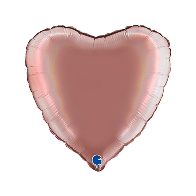 18" Heart Foil Balloon Platinum Rose