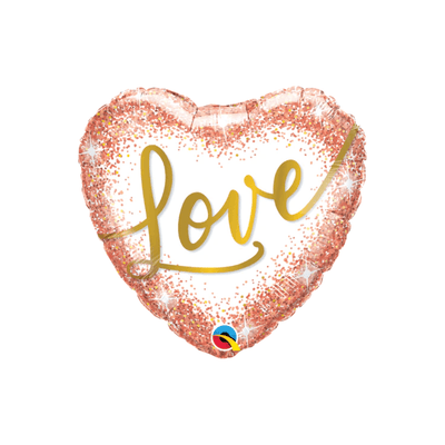 18" Rose Gold Glitter Love Heart Foil Balloon