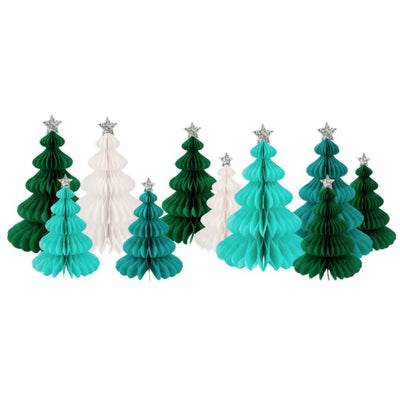 Green Forest Honeycomb Decorations Set of 10
