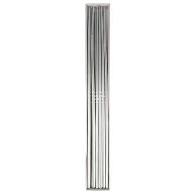Silver Tall Tapered Candles Set of 12