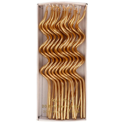 Gold Swirly Candles Set of 20