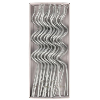 Silver Swirly Candles Set of 20