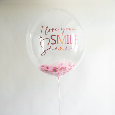 Pink balloon with a personalised message
