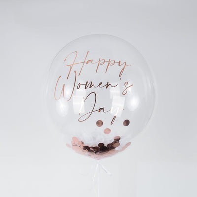 Rose Gold Happy Womens Day Balloon Personalized