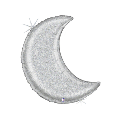 42" Glitter Moon Silver Foil Balloon