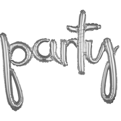 Party Script Phrase Silver Foil Balloon