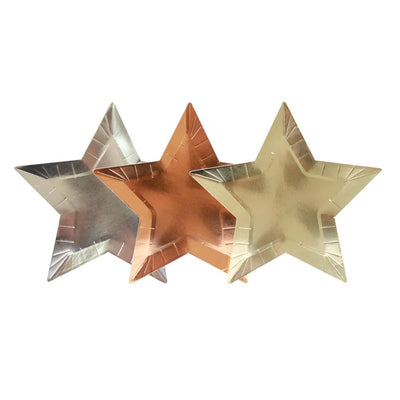 Ass. Metallic Star Shaped Paper Plates Set of 8