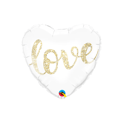 18" Glitter Gold Love Heart Foil Balloon