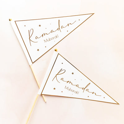 Oversized Ramadan Mubarak Flag Toppers Set of 2
