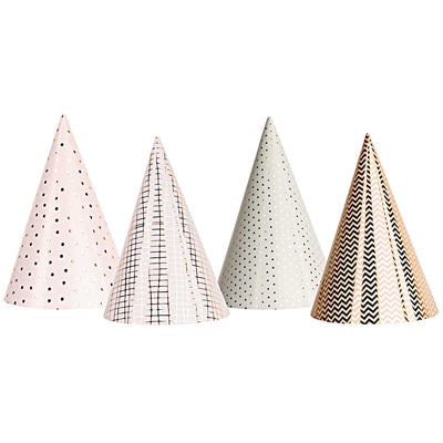 Party Hats Pink/Gold Set of 8