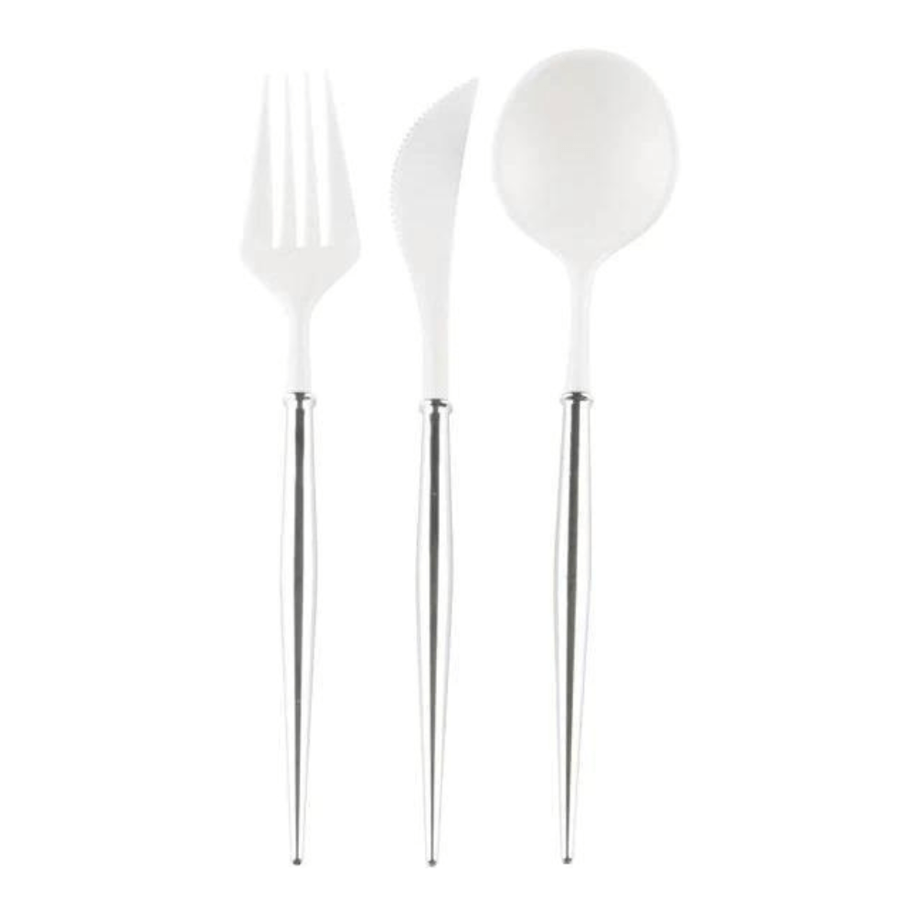 White and Black 24pc Bella Assorted Cutlery Set