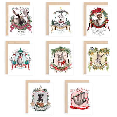 Christmas Crests Collection Assorted Greeting Cards Box No 3 Set of 8