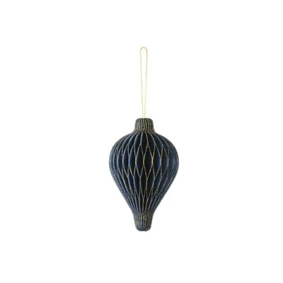Paper Honeycomb Ornament Drop Navy Blue