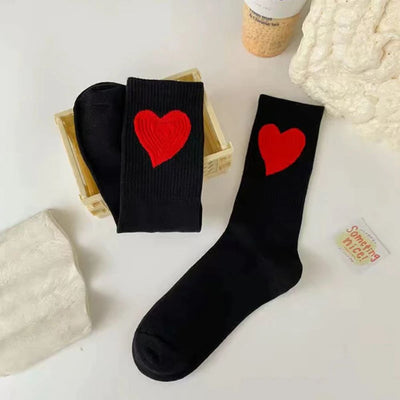 Black Socks With Red Heart Women