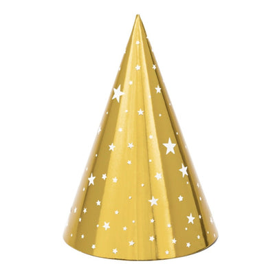 Party Hats with Stars Gold Set of 6