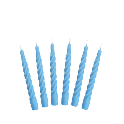 Candles with a Twist Light Blue Set of 6