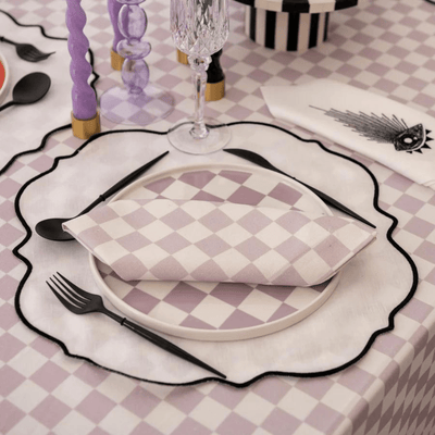 Checkmate Lilac Reusable Organic Cotton Napkins Set of 4
