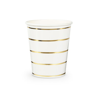 Gold Frenchie Striped Paper Cups