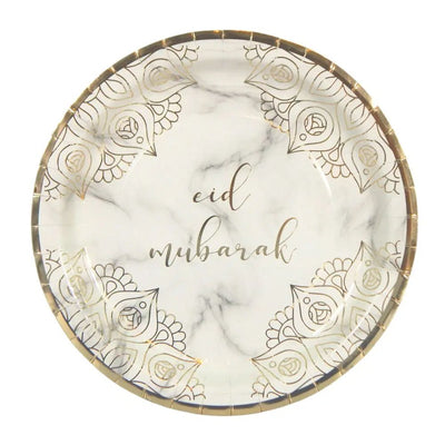 Eid Mubarak Plates Marble & Gold Set of 10