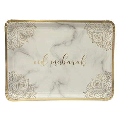Eid Mubarak Serving Trays Marble & Gold Set of 3