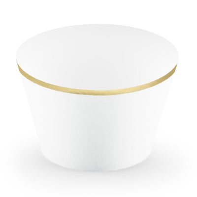 Cupcake Wrappers White & Gold Set of 6