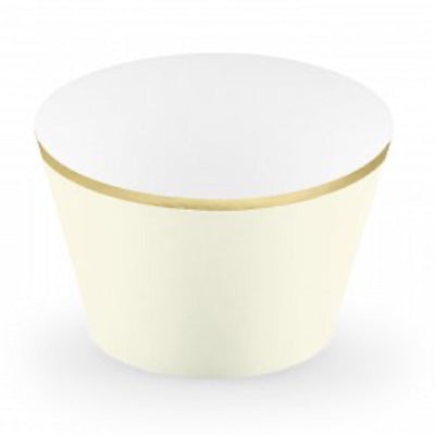 Cupcake Wrappers Light Cream & Gold Set of 6