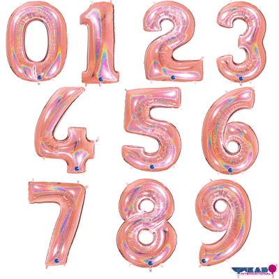 40" Glitter Rose Foil Number Balloon 0-9