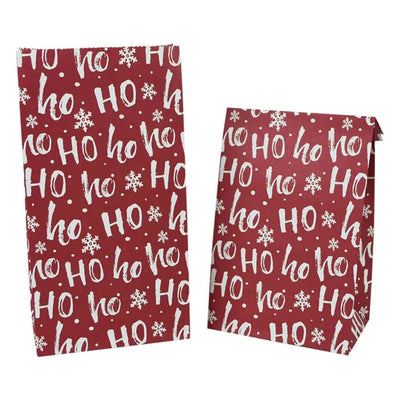 Ho Ho Ho Kraft Christmas Gift Bags Set of 5