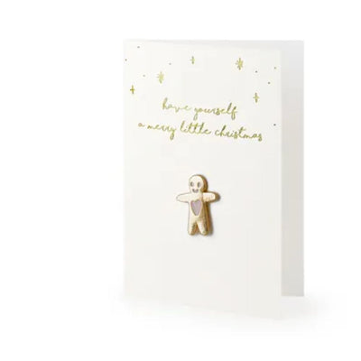 Card with enamel pin Gingerbread Man
