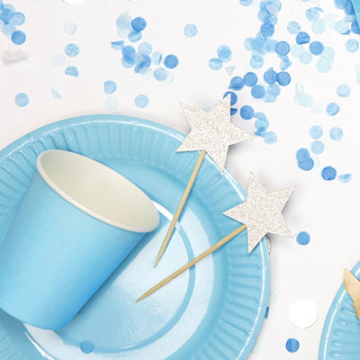 Star Cupcake Toppers Silver Set of 6