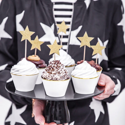 Star Cupcake Toppers Gold Set of 6