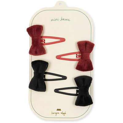 Velvet Bowie Hair Clips 4 Pack Red/Black