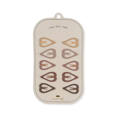 Mini Heart Hair Clips Rosie Shades Set of 10