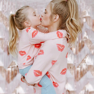 Kids Lips Sweatshirt in Peachy/Pink