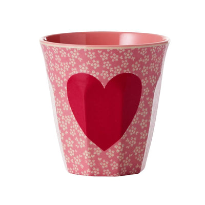 Melamine Cup Heart Print Two Tone