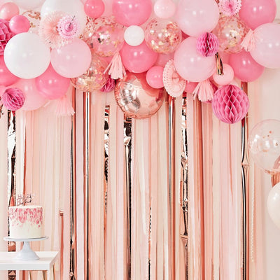 DIY Blush and Peach Balloon and Fan Garland