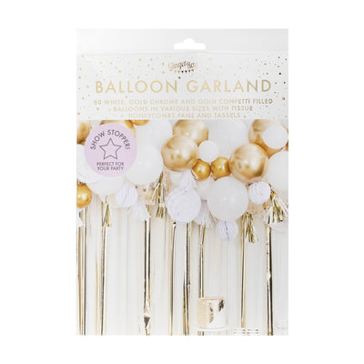 Gold Balloon And Fan Garland Party Backdrop