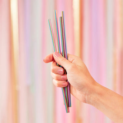 Rainbow Stainless Steel Straws Set of 5