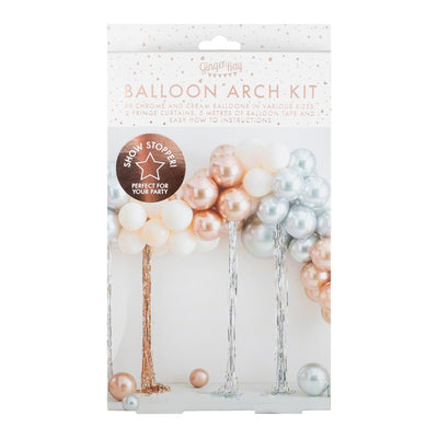 Balloon Arch With Streamers Mixed Metallic