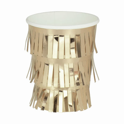 Gold Fringe Paper Cups Set of 8